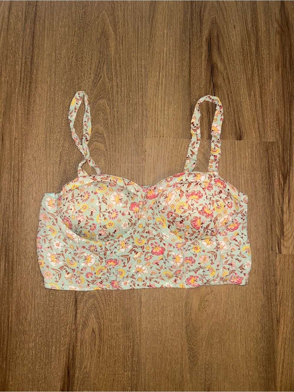 Floral Mint Longline Bralette Top